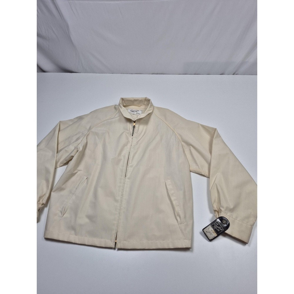 Vintage English Squire Jacket Mens 48 White Cotton Blend Windbreaker Made USA